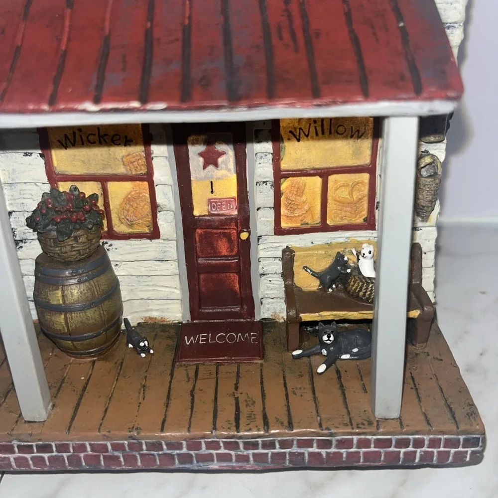 Lighted General Store House Kitties Country Core Hand Made Baskets Star W/ Bulb